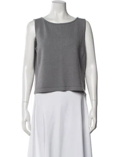 Pre-owned St John Scoop Neck Sleeveless Top In Black