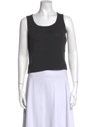 Pre-owned St John Scoop Neck Sleeveless Top In Black