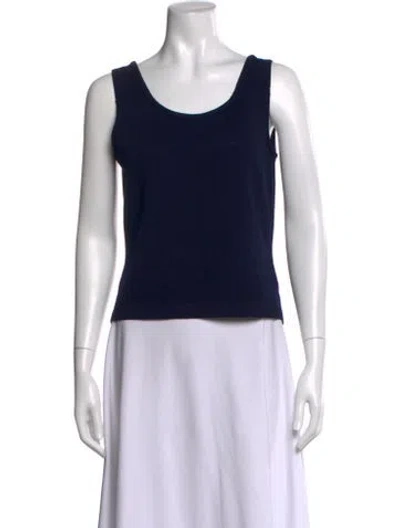 Pre-owned St John Scoop Neck Sleeveless Top In Black