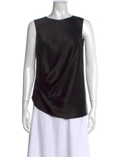 Pre-owned St John Scoop Neck Sleeveless Top In Black