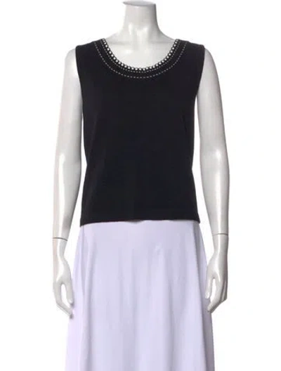 Pre-owned St John Scoop Neck Sleeveless Top In Black