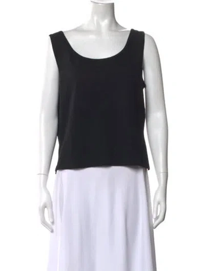 Pre-owned St John Scoop Neck Sleeveless Top In Black