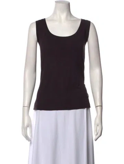 Pre-owned St John Scoop Neck Sleeveless Top In Black