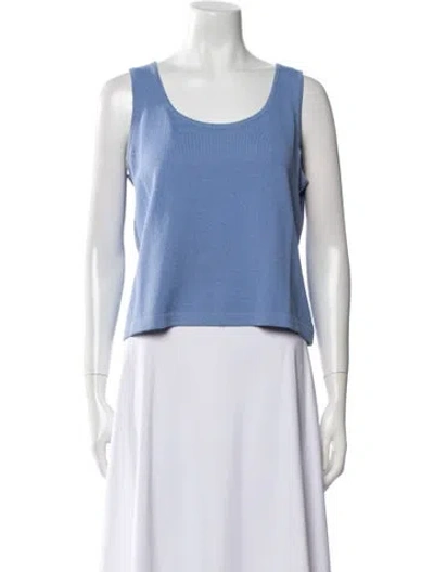 Pre-owned St John Scoop Neck Sleeveless Top In Blue