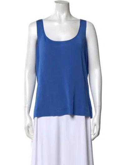 Pre-owned St John Scoop Neck Sleeveless Top In Blue