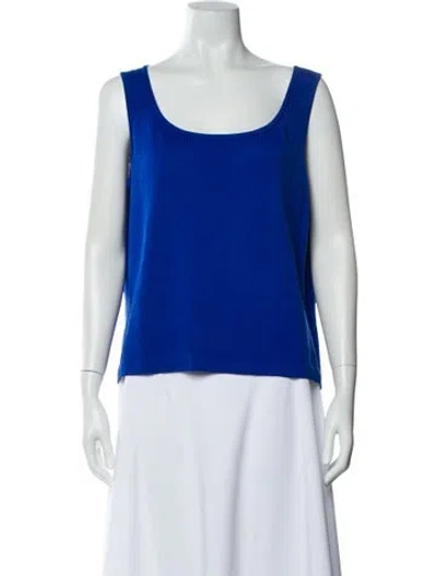 Pre-owned St John Scoop Neck Sleeveless Top In Blue
