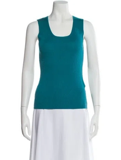 Pre-owned St John Scoop Neck Sleeveless Top In Blue