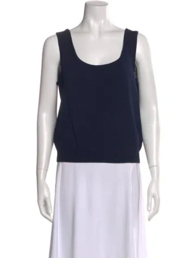 Pre-owned St John Scoop Neck Sleeveless Top In Blue