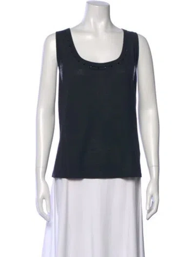 Pre-owned St John Scoop Neck Sleeveless Top In Blue