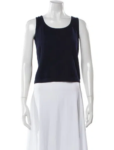 Pre-owned St John Scoop Neck Sleeveless Top In Blue