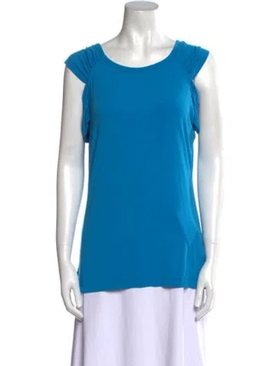 Pre-owned St John Scoop Neck Sleeveless Top In Blue