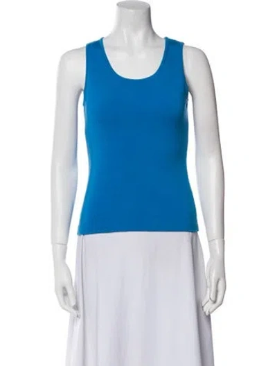 Pre-owned St John Scoop Neck Sleeveless Top In Blue