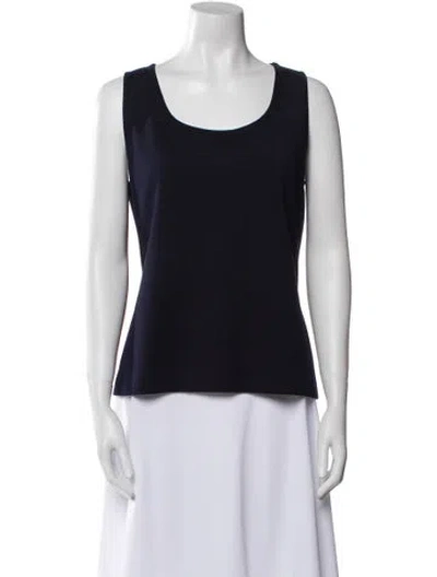 Pre-owned St John Scoop Neck Sleeveless Top In Blue