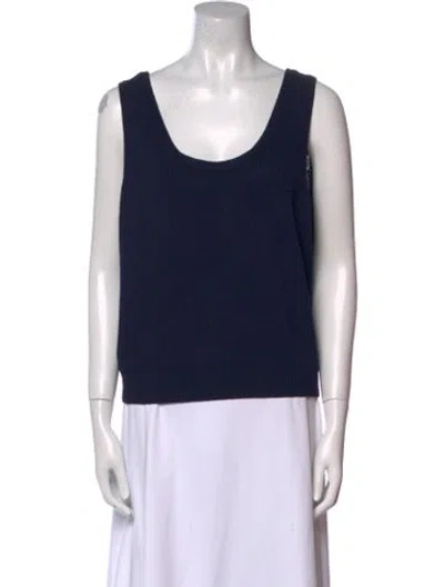 Pre-owned St John Scoop Neck Sleeveless Top In Blue