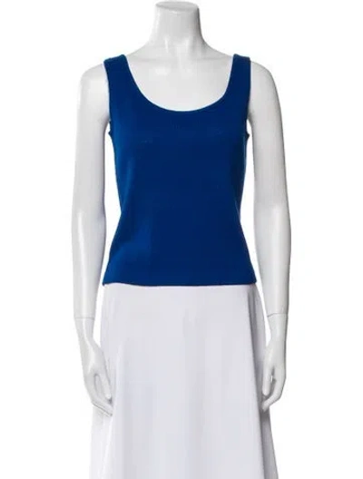 Pre-owned St John Scoop Neck Sleeveless Top In Blue