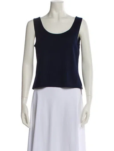 Pre-owned St John Scoop Neck Sleeveless Top In Blue