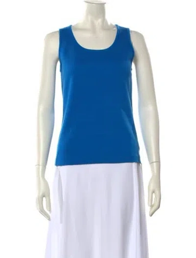 Pre-owned St John Scoop Neck Sleeveless Top In Blue