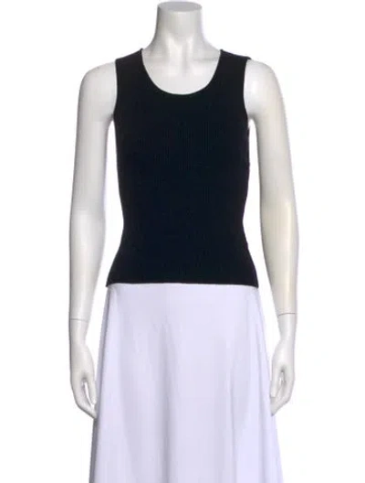 Pre-owned St John Scoop Neck Sleeveless Top In Blue