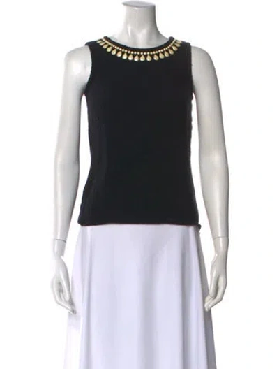 Pre-owned St John Scoop Neck Sleeveless Top In Blue