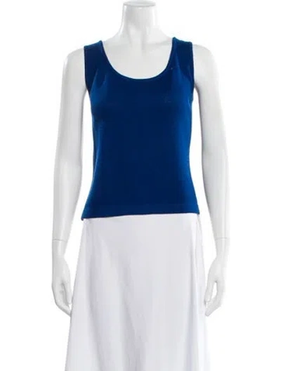 Pre-owned St John Scoop Neck Sleeveless Top In Blue