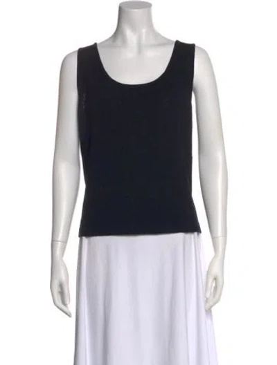 Pre-owned St John Scoop Neck Sleeveless Top In Blue