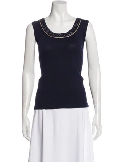Pre-owned St John Scoop Neck Sleeveless Top In Blue