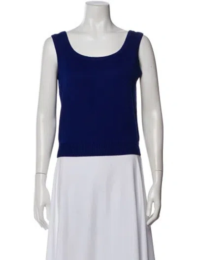Pre-owned St John Scoop Neck Sleeveless Top In Blue