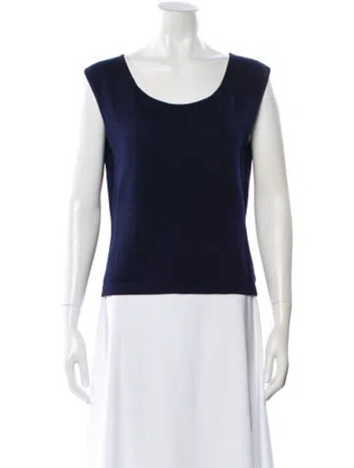 Pre-owned St John Scoop Neck Sleeveless Top In Blue