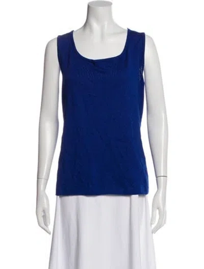 Pre-owned St John Scoop Neck Sleeveless Top In Blue