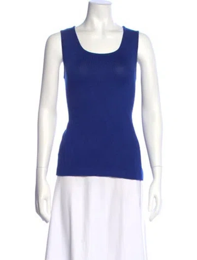 Pre-owned St John Scoop Neck Sleeveless Top In Blue