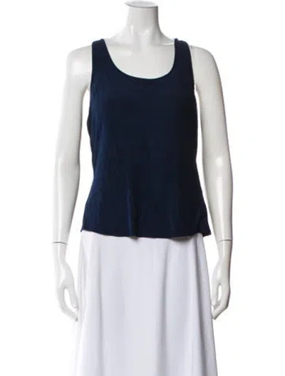 Pre-owned St John Scoop Neck Sleeveless Top In Blue