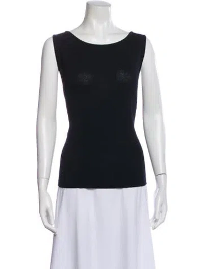 Pre-owned St John Scoop Neck Sleeveless Top In Blue