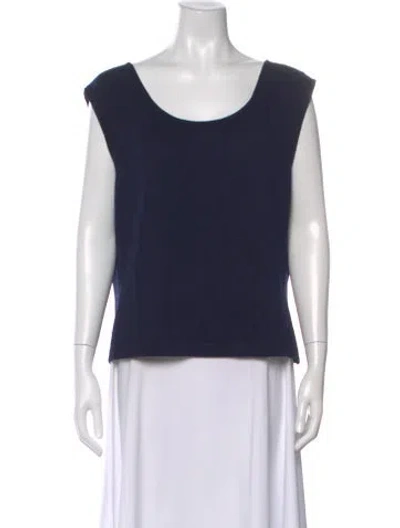 Pre-owned St John Scoop Neck Sleeveless Top In Blue