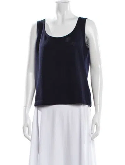 Pre-owned St John Scoop Neck Sleeveless Top In Blue