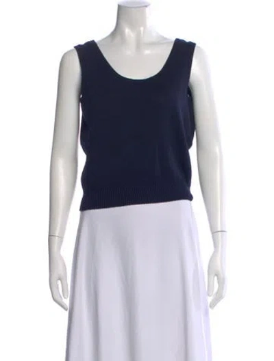 Pre-owned St John Scoop Neck Sleeveless Top In Blue