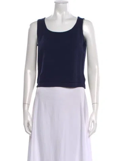 Pre-owned St John Scoop Neck Sleeveless Top In Blue