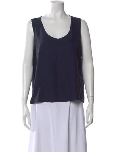 Pre-owned St John Scoop Neck Sleeveless Top In Blue