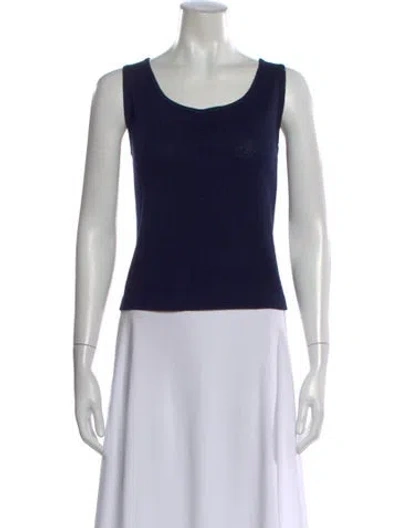 Pre-owned St John Scoop Neck Sleeveless Top In Blue