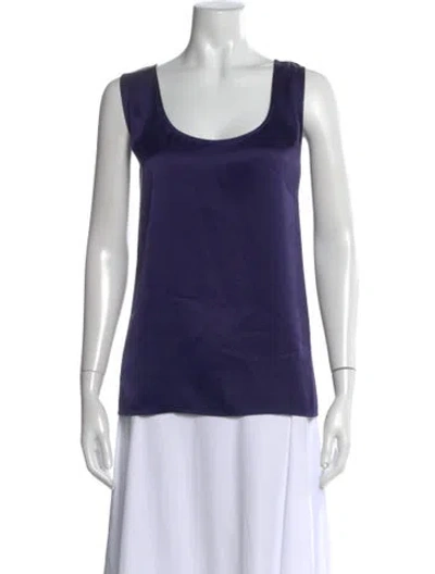 Pre-owned St John Scoop Neck Sleeveless Top In Blue