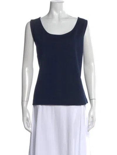 Pre-owned St John Scoop Neck Sleeveless Top In Blue