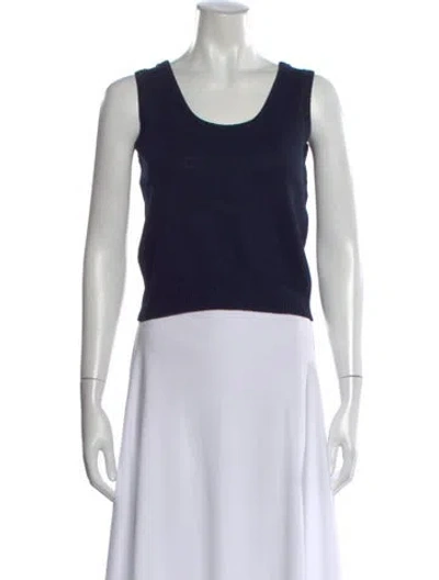Pre-owned St John Scoop Neck Sleeveless Top In Blue