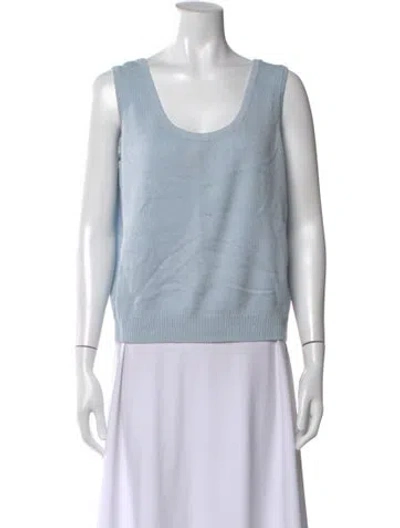 Pre-owned St John Scoop Neck Sleeveless Top In Blue