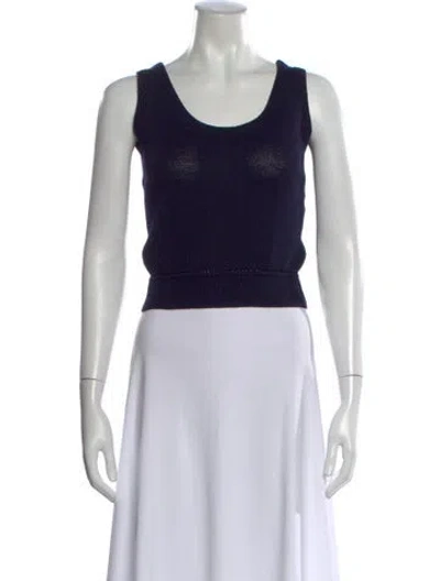 Pre-owned St John Scoop Neck Sleeveless Top In Blue