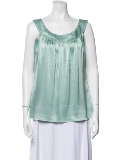 Pre-owned St John Scoop Neck Sleeveless Top In Blue