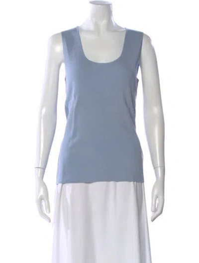 Pre-owned St John Scoop Neck Sleeveless Top In Blue