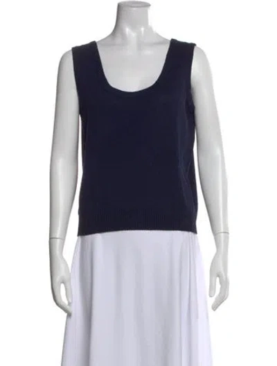 Pre-owned St John Scoop Neck Sleeveless Top In Blue