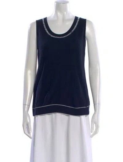 Pre-owned St John Scoop Neck Sleeveless Top In Blue