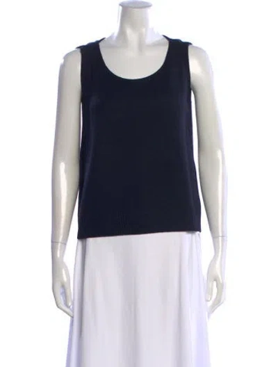 Pre-owned St John Scoop Neck Sleeveless Top In Blue