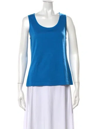 Pre-owned St John Scoop Neck Sleeveless Top In Blue
