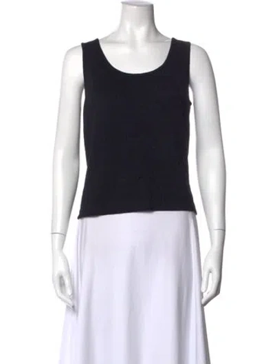 Pre-owned St John Scoop Neck Sleeveless Top In Blue